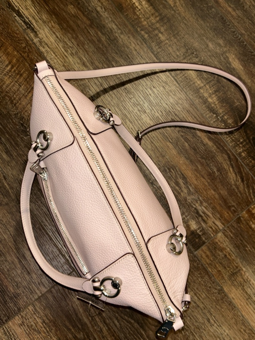 Coach Pebbled Leather Shoulder Satchel in Light Pink - Picture 6 of 8